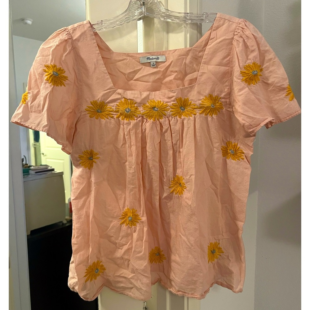 Madewell embroidered peasant blouse